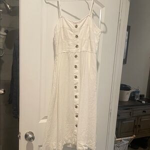 FREE with purchase linen White Button-Down Sundress M worn 1x